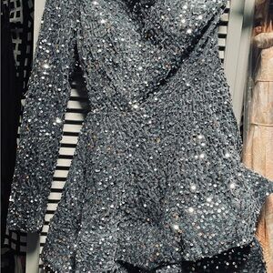 Sequin Mini Dress in Silver